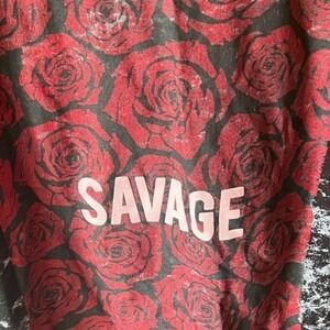 Rare‎ Vox Populi Savage Black Red Roses Graphic size Small